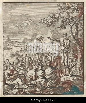 Predigt Johannes der Täufer an den Ufern des Jordan, drucken Teekocher: Jan Luyken, Jan Rieuwertsz. II, Barent neuerfundene Stockfoto