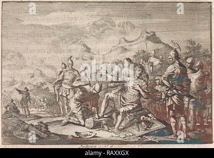 Die Verstümmelung von Adoni-besek, Jan Luyken, Pieter Mortier, 1703 - 1762. Neuerfundene durch Gibon. Klassische Kunst mit einem modernen Neuerfundene Stockfoto