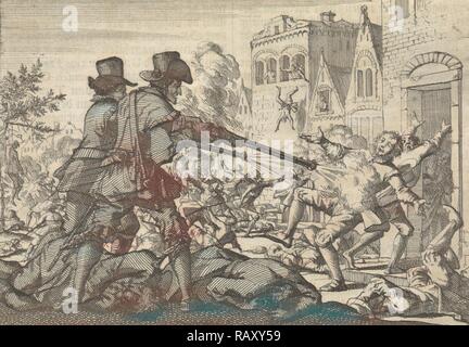 Mord an der reformierten Menschen in Tirano, 1620, Jan Luyken, Pieter van der Aa (I), 1698. Neuerfundene durch Gibon. Klassische Kunst neuerfundene Stockfoto