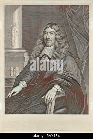 Portrait von Gillis Valckenier, Theodor Matham, Wallerant Vaillant, 1674. Neuerfundene durch Gibon. Klassische Kunst mit einem Neuerfundene Stockfoto