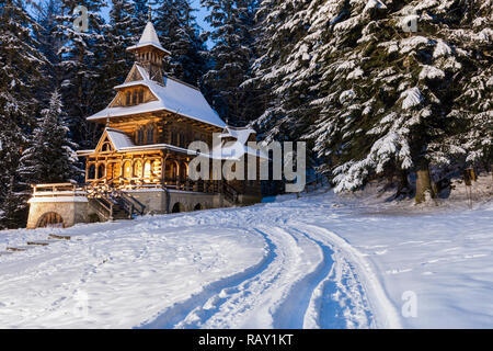 Kapelle des Heiligen Herzens Jesu in Jaszczurowka. Jaszczurowka, Zakopane, Kleinpolen, Polen. Stockfoto