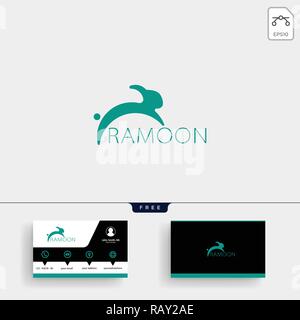 Springen Kaninchen oder Hase logo template Vector Illustration und Business Card Design Stock Vektor