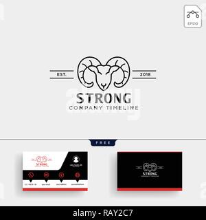 Starke Horn Bock logo template Vector Illustration und Business Card Design Stock Vektor