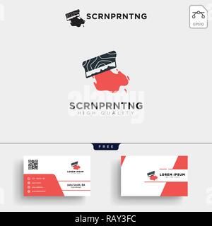 Traditionellen Siebdruck logo template Vector Illustration und Business Card Design Stock Vektor