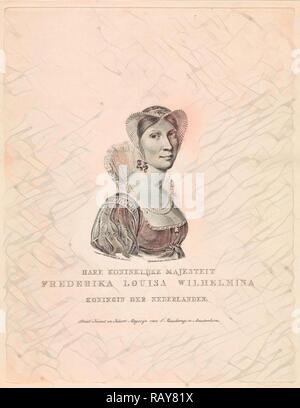 Portrait von Wilhelmina Frederica Louisa (Königin der Niederlande), Willem van Senus, Evert Maaskamp, 1815 - 1851 überarbeitet Stockfoto