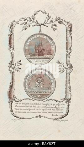 Medaille zu Ehren des Gerardus Oorthuys, Kapitän der Fregatte den Briel, Noach van der Meer (II), 1781 - 1782 überarbeitet Stockfoto