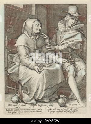 Ungleiche Liebe, Jakob Goltzius (II), Anonym, 1584-1630. Neuerfundene durch Gibon. Klassische Kunst mit einem modernen Touch neuerfundene Stockfoto