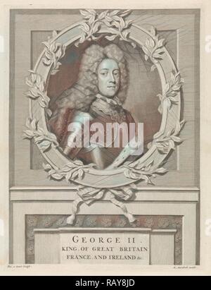 Porträt von George Augustus II. von Großbritannien, Philip van Gunst, Matthijs van Marebeek, 1727-1732. Neuerfundene Stockfoto