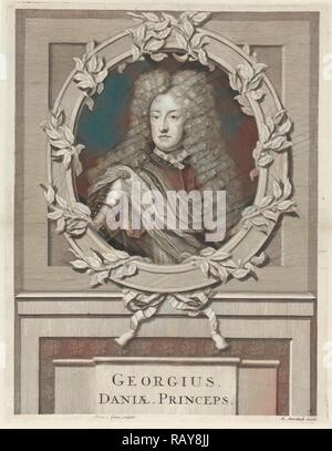 Porträt von George, Prinz von Dänemark, Pieter van Gunst, Matthijs van Marebeek, 1659 - 1699. Neuerfundene Stockfoto