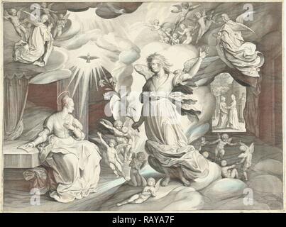 Verkündigung, Nicolaes de Bruyn, 1622. Neuerfundene durch Gibon. Klassische Kunst mit einem modernen Touch neuerfundene Stockfoto