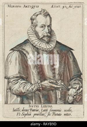 Portrait von Justus Lipsius, Anonym, Hendrick Goltzius, 1587 - C. 1600. Neuerfundene durch Gibon. Klassische Kunst mit einem Neuerfundene Stockfoto