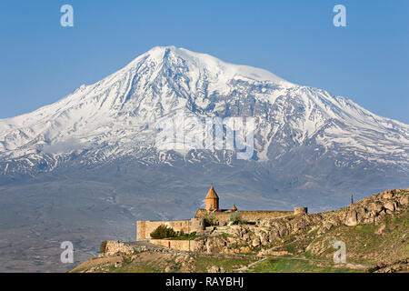 Khor Virap Kirche mit Berg Ararat im Hintergrund, Armenien. Stockfoto