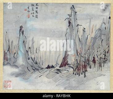 Malerei, Kunst der Chinesischen finger Malerei, Landschaft China, Gao Qipei, 1700 - 1750. Neuerfundene durch Gibon. Klassische Kunst neuerfundene Stockfoto