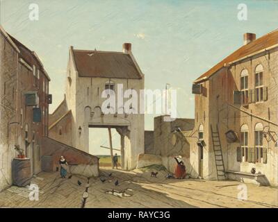 Ein Stadttor in Leerdam, Niederlande, Jan Weissenbruch, C. 1868 - C. 1870. Neuerfundene durch Gibon. Klassische Kunst mit einem Neuerfundene Stockfoto