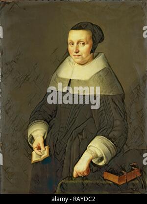 Porträt einer Frau, die möglicherweise Elsje Van Houweningen, Ehefrau von Willem van de Velden, Anonym, 1656. Neuerfundene Stockfoto