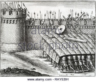 Testudo Formation, Radierung von Böhmische Kupferstecher Wenzel Hollar aus 1600s Stockfoto