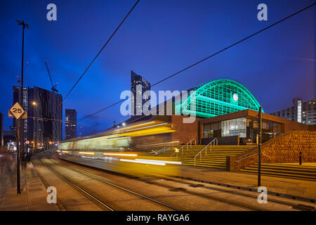 In der Nacht von Manchester Manchester Central Convention Complex, der ehemalige Hauptbahnhof und gmex Stockfoto
