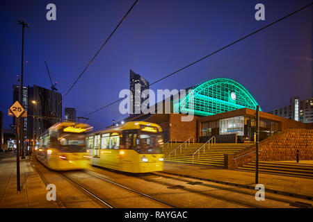 In der Nacht von Manchester Manchester Central Convention Complex, der ehemalige Hauptbahnhof und gmex Stockfoto