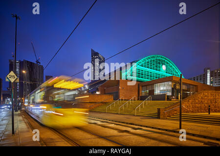 In der Nacht von Manchester Manchester Central Convention Complex, der ehemalige Hauptbahnhof und gmex Stockfoto