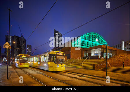 In der Nacht von Manchester Manchester Central Convention Complex, der ehemalige Hauptbahnhof und gmex Stockfoto