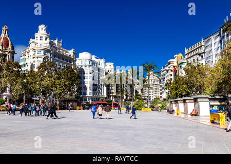 Plaza del Ayuntamiento, dem wichtigsten Platz in Valencia, Spanien Stockfoto