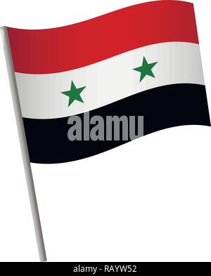 Syrische Flagge auf Fahnenmast winkt im Wind. Design-Element Urlaub.  Kontrollpunkt für Kartensymbole. Isolierter Vektor auf weißem Hintergrund  Stock-Vektorgrafik - Alamy