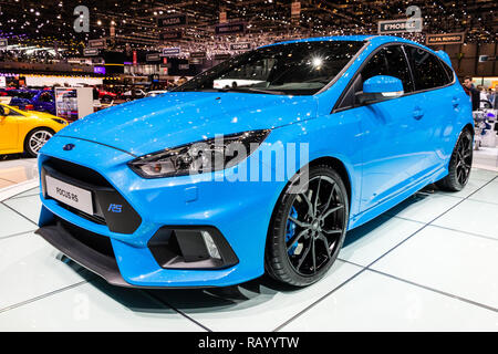 Genf, Schweiz - 8. MÄRZ 2017: Ford Focus RS Auto auf dem 87. Internationalen Automobilsalon in Genf präsentiert. Stockfoto