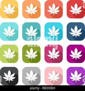 Farbiges Icon eines Cannabis Blatt Stockfoto