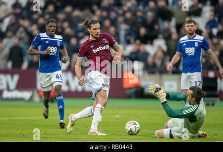 Olympic Park, London, UK. 5. Januar 2019. Andy Carroll von West Ham United im FA Cup 3.Runde zwischen West Ham United und Birmingham City bei den Olympischen Park, London, England, am 5. Januar 2019. Foto von Andy Rowland. . (Foto darf nur für Zeitung und/oder Zeitschrift redaktionelle Zwecke. www.football-dataco.com) Stockfoto