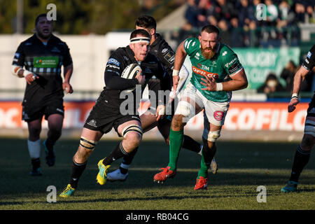 Treviso, Italien. 05 Jan, 2019. Chris Fusaro während der Rugby Match in der 13. Runde des Guinness PRO 14, zwischen Benetton Rugby vs Glasgow Warriors, Treviso, 05. Januar 2019 Credit: Unabhängige Fotoagentur/Alamy leben Nachrichten Stockfoto