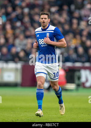 London, Großbritannien. 5. Jan 2019. Lukas Jutkiewicz von Birmingham City während der FA Cup 3.Runde zwischen West Ham United und Birmingham City an der London, UK, England, am 5. Januar 2019. Foto von Andy Rowland. . (Foto darf nur für Zeitung und/oder Zeitschrift redaktionelle Zwecke. www.football-dataco.com) Credit: Andrew Rowland/Alamy leben Nachrichten Stockfoto