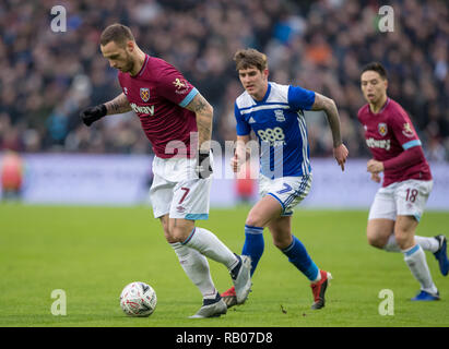 London, Großbritannien. 5. Jan 2019. Marko Arnautovic von West Ham United im FA Cup 3.Runde zwischen West Ham United und Birmingham City an der London, UK, England, am 5. Januar 2019. Foto von Andy Rowland. . (Foto darf nur für Zeitung und/oder Zeitschrift redaktionelle Zwecke. www.football-dataco.com) Credit: Andrew Rowland/Alamy leben Nachrichten Stockfoto