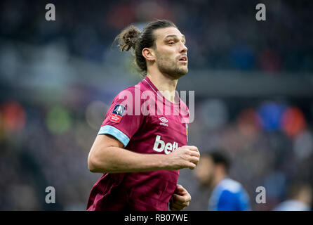 London, Großbritannien. 5. Jan 2019. Während der FA-Cup 3 Runde zwischen West Ham United und Birmingham City an der London, UK, England, am 5. Januar 2019. Foto von Andy Rowland. . (Foto darf nur für Zeitung und/oder Zeitschrift redaktionelle Zwecke. www.football-dataco.com) Credit: Andrew Rowland/Alamy leben Nachrichten Stockfoto