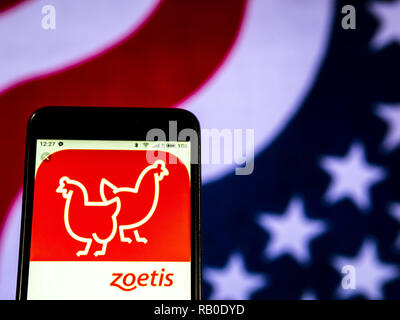 Kiew, Ukraine. 5 Jan, 2019. Zoetis Firmenlogo gesehen auf einem Smartphone angezeigt. Quelle: Igor Golovniov/SOPA Images/ZUMA Draht/Alamy leben Nachrichten Stockfoto