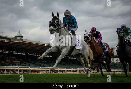 Kalifornien, USA. 6. Januar, 2019. Januar 05, 2019: Arme Runner und Martin Pedroza Rennen in der San Gabriel Stangen bei Santa Anita Park am Januar 05, 2019 in Arcadia, Kalifornien. Evers/Eclipse Sportswire/CSM/Alamy leben Nachrichten Stockfoto