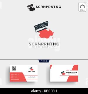 Traditionellen Siebdruck logo template Vector Illustration und Business Card Design Stock Vektor