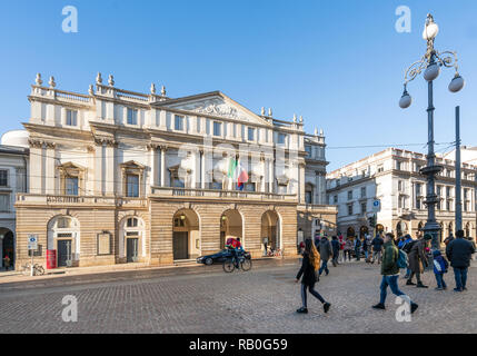 Die Fassade des Theaters La Scala Palace in Mailand, Italien Stockfoto