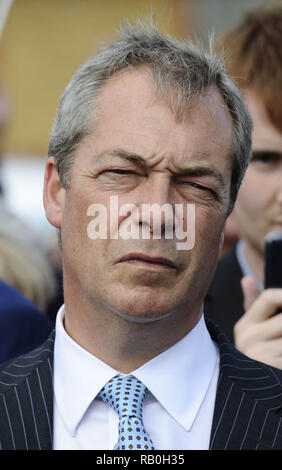 UKIP Leader Nigel Farage erfüllt die lokalen Fischer an der Victoria Wharf in Leigh-On-Sea, Essex während seiner sagen Nein zur EU-Kampagne mit: Nigel Farage, Wo: Leigh-on-Sea, Großbritannien Wann: 17 Aug 2015 Quelle: Steve Finn/WANN Stockfoto