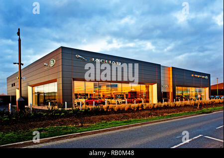 Neue Jaguar und Land Rover Händler in Clifton Moor, York, England Stockfoto