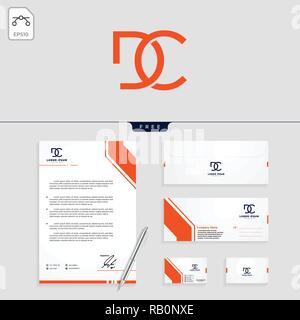 DC minimale Logo template Vector Illustration und Briefkopf, Visitenkarte, Kuverts, Briefpapier Design Stock Vektor