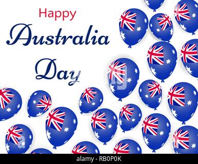 Gerne Australien Tag, Helium Luftballons mit Australien Flagge. Festliche Vector Illustration auf weißem Hintergrund. Grußkarte oder Banner Ad Stock Vektor