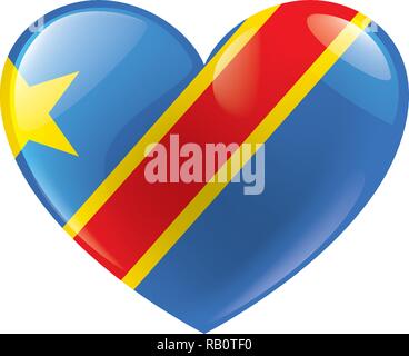Demokratische Republik Kongo Flagge, Vector Illustration auf weißem Hintergrund Stock Vektor