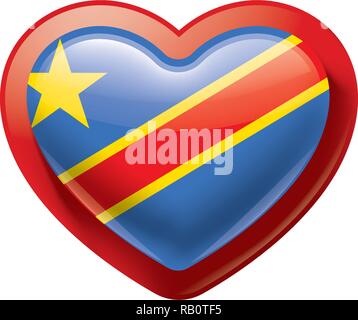 Demokratische Republik Kongo Flagge, Vector Illustration auf weißem Hintergrund Stock Vektor
