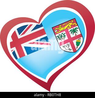 Fidschi Flagge, Vector Illustration auf weißem Hintergrund Stock Vektor