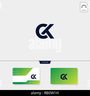 Premium erste Ck, KC, C oder K kreative logo Vorlage und Business Card design Vorlage gehören. Vector Illustration und Logo inspiration Stock Vektor