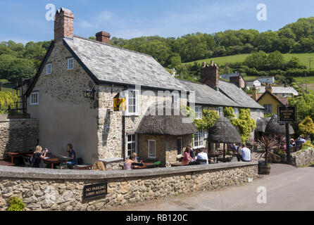 The Mason Arms, ein traditionelles, preisgekröntes reetgedeckten Gasthaus im Herzen von Branscombe Dorf in East Devon, England, Großbritannien Stockfoto