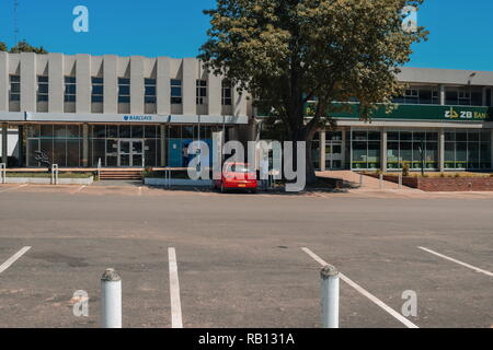 Einsame Straßen von Livingstone Stadt in Simbabwe Stockfoto