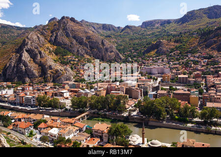 Stadt ​​Of osmanischen Sultane. Luftaufnahme von Amasya, Türkei. Stockfoto