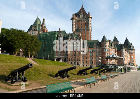 Blick auf das Chateau Frontenac in der Altstadt von Quebec in Kanada. Stockfoto