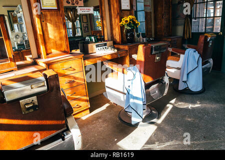 Ulsan, Korea - Februar 9, 2017: Hair Salon am Jangsaengpo alte Dorf Stockfoto